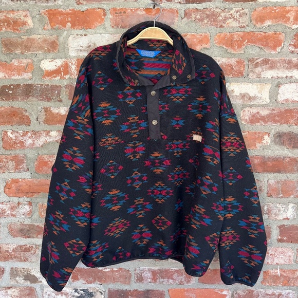 Pendleton Lobo Quarter Snap Pullover Large Southwest Aztec Print - Picture 1 of 7